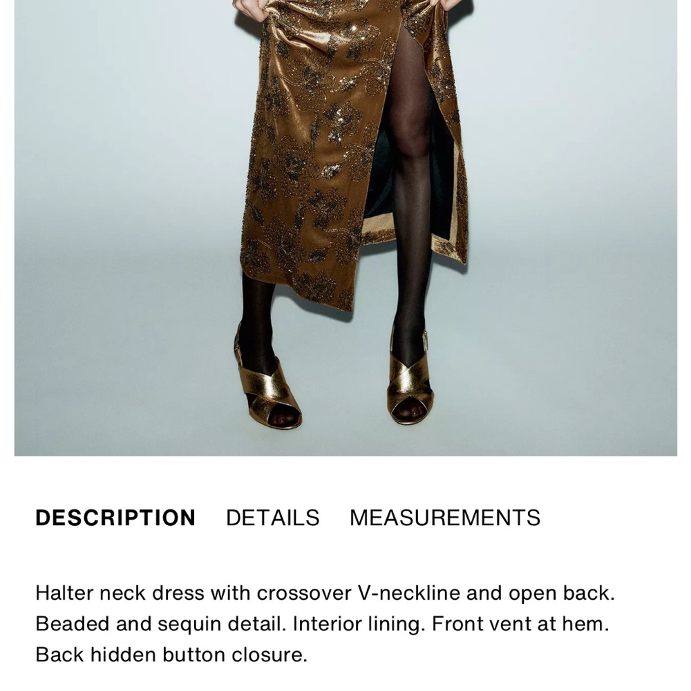 Zara NWT midi halter velvet and floral sequin dress - Picture 2 of 13